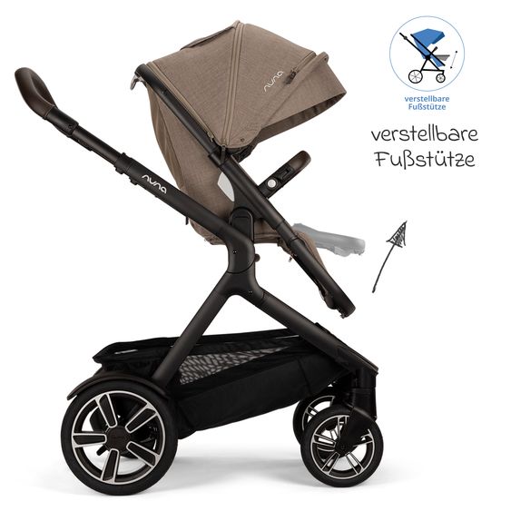 Nuna 2in1 Kombi-Kinderwagen-Set DEMI next bis 22 kg mit Babywanne, Adapter, Regenschutz & Spieltier - Cedar