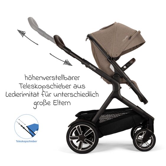 Nuna 2in1 Kombi-Kinderwagen-Set DEMI next bis 22 kg mit Babywanne, Adapter, Regenschutz & Spieltier - Cedar