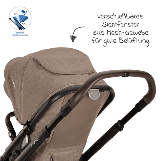 Nuna 2in1 Kombi-Kinderwagen-Set DEMI next bis 22 kg mit Babywanne, Adapter, Regenschutz & Spieltier - Cedar