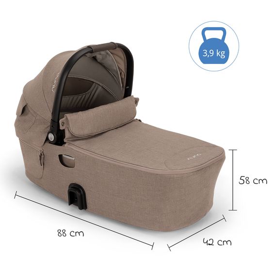 Nuna 2in1 Kombi-Kinderwagen-Set DEMI next bis 22 kg mit Babywanne, Adapter, Regenschutz & Spieltier - Cedar