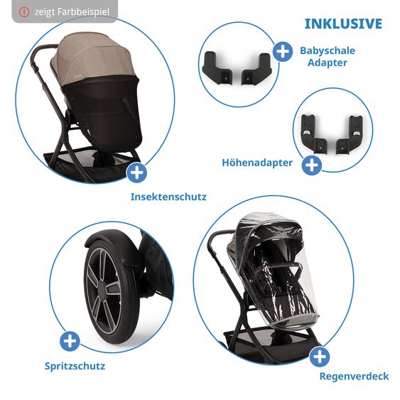Nuna 2in1 Kombi-Kinderwagen-Set DEMI next bis 22 kg mit Babywanne, Adapter, Regenschutz & Spieltier - Cedar