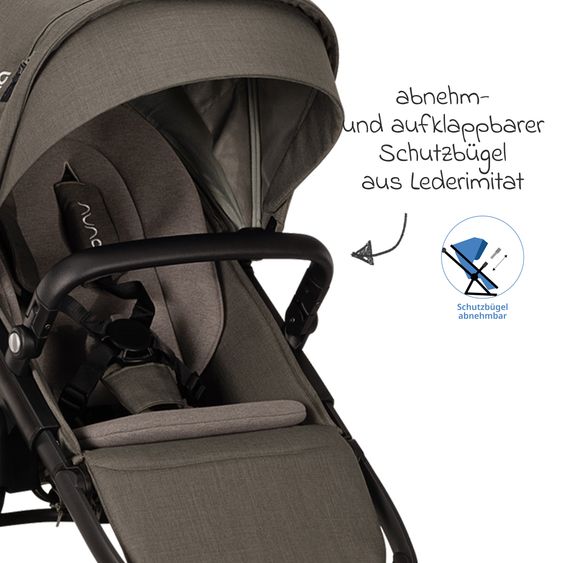 Nuna 2in1 baby carriage set DEMI next up to 22 kg with carrycot, adapter, raincover & play animal - Granite