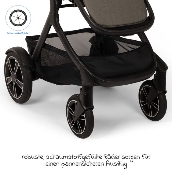 Nuna 2in1 baby carriage set DEMI next up to 22 kg with carrycot, adapter, raincover & play animal - Granite