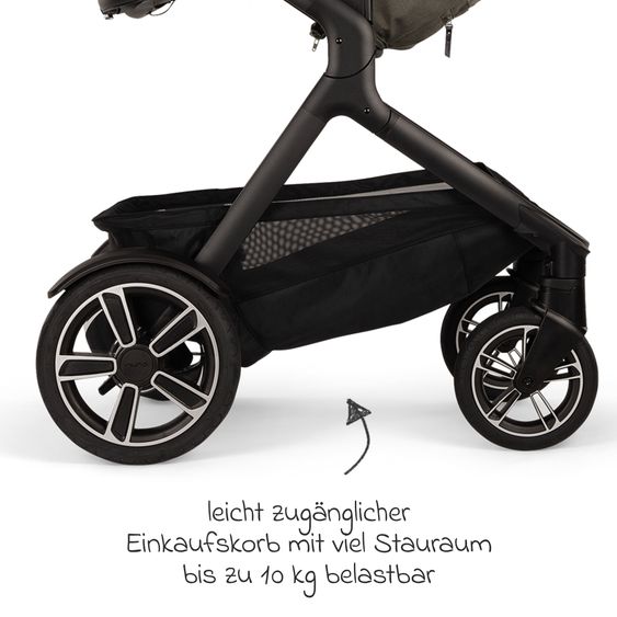 Nuna 2in1 baby carriage set DEMI next up to 22 kg with carrycot, adapter, raincover & play animal - Granite