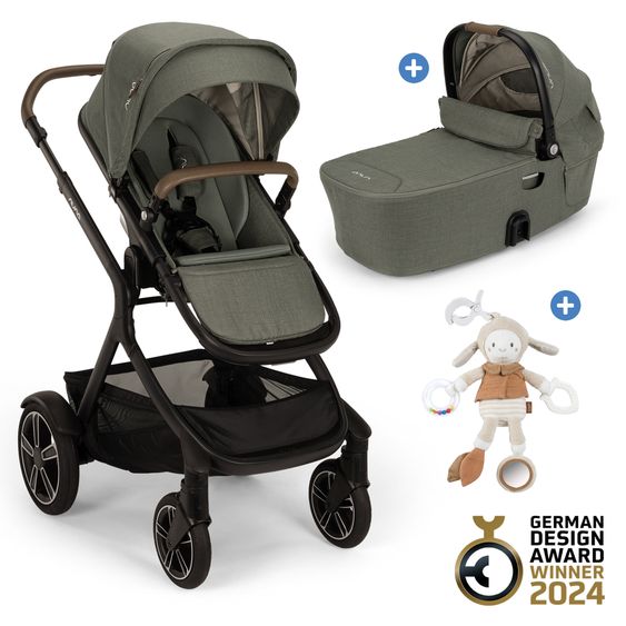 Nuna 2in1 baby carriage set DEMI next up to 22 kg with carrycot, adapter, rain cover & play animal - Pine