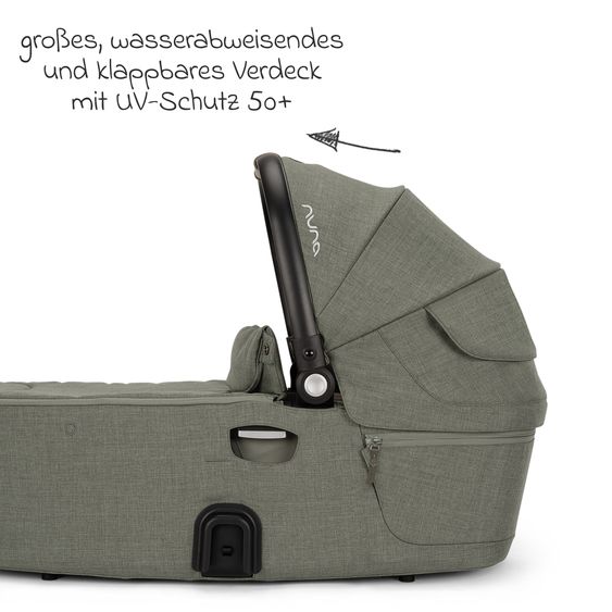 Nuna 2in1 baby carriage set DEMI next up to 22 kg with carrycot, adapter, rain cover & play animal - Pine