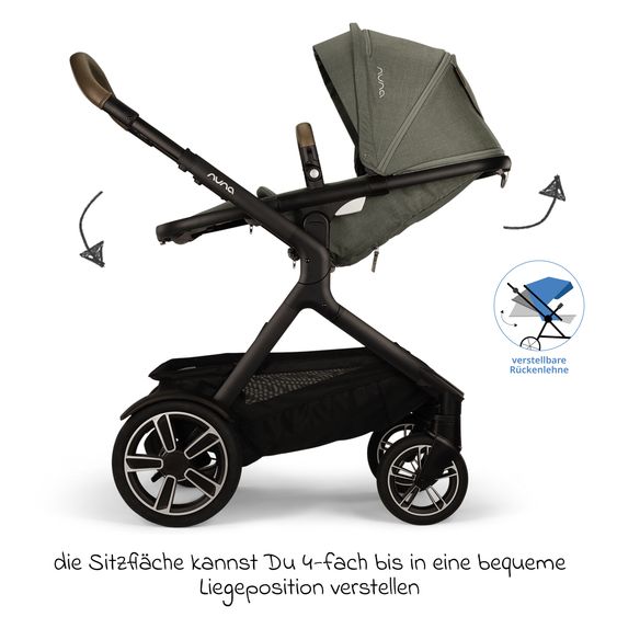 Nuna 2in1 baby carriage set DEMI next up to 22 kg with carrycot, adapter, rain cover & play animal - Pine