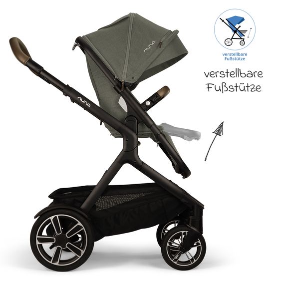 Nuna 2in1 baby carriage set DEMI next up to 22 kg with carrycot, adapter, rain cover & play animal - Pine