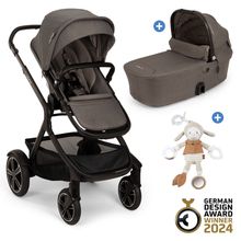 2in1 Kombi-Kinderwagen-Set DEMI next bis 22 kg mit Babywanne, Adapter, Regenschutz & Spieltier - Thunder