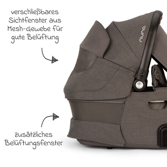 Nuna 2in1 Kombi-Kinderwagen-Set DEMI next bis 22 kg mit Babywanne, Adapter, Regenschutz & Spieltier - Thunder