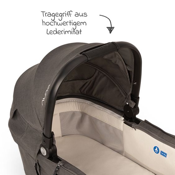 Nuna 2in1 Kombi-Kinderwagen-Set DEMI next bis 22 kg mit Babywanne, Adapter, Regenschutz & Spieltier - Thunder