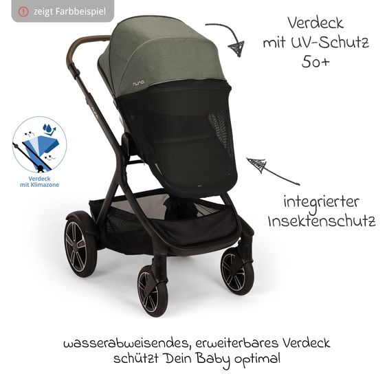 Nuna 2in1 Kombi-Kinderwagen-Set DEMI next bis 22 kg mit Babywanne, Adapter, Regenschutz & Spieltier - Thunder