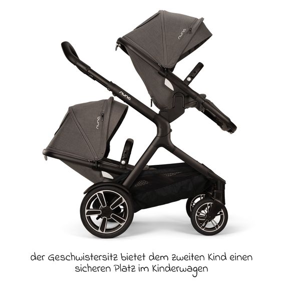 Nuna 2in1 Kombi-Kinderwagen-Set DEMI next bis 22 kg mit Babywanne, Adapter, Regenschutz & Spieltier - Thunder
