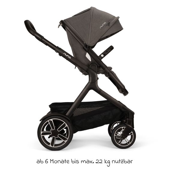 Nuna 2in1 Kombi-Kinderwagen-Set DEMI next bis 22 kg mit Babywanne, Adapter, Regenschutz & Spieltier - Thunder