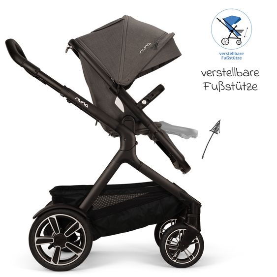 Nuna 2in1 Kombi-Kinderwagen-Set DEMI next bis 22 kg mit Babywanne, Adapter, Regenschutz & Spieltier - Thunder