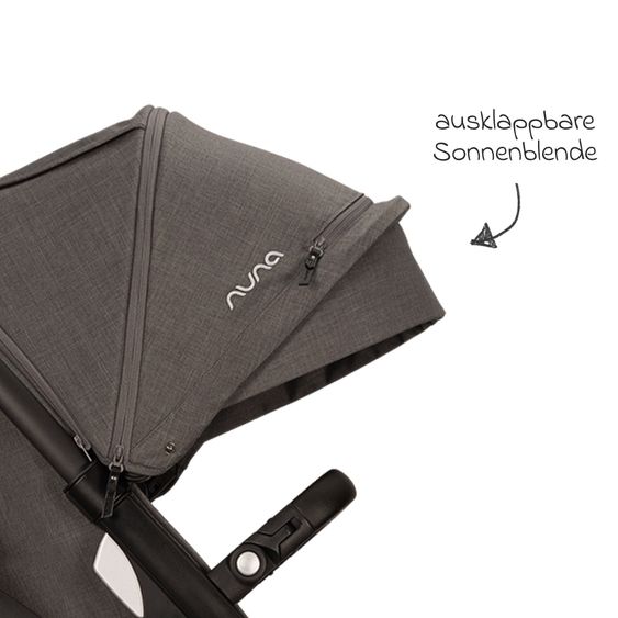 Nuna 2in1 Kombi-Kinderwagen-Set DEMI next bis 22 kg mit Babywanne, Adapter, Regenschutz & Spieltier - Thunder