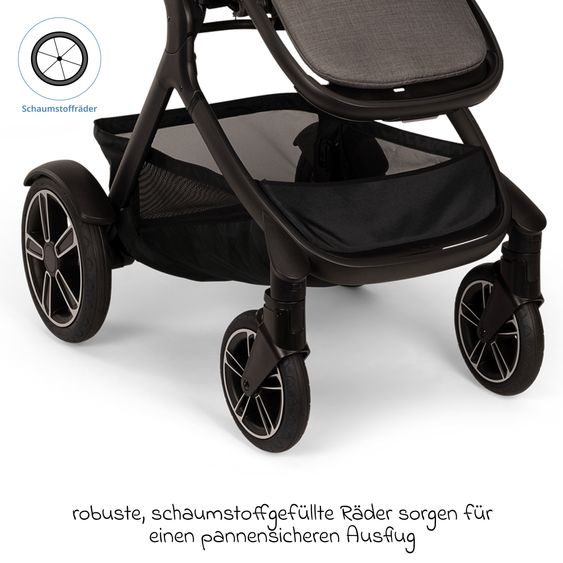 Nuna 2in1 Kombi-Kinderwagen-Set DEMI next bis 22 kg mit Babywanne, Adapter, Regenschutz & Spieltier - Thunder