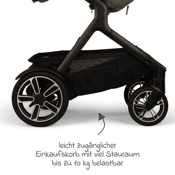 Nuna 2in1 Kombi-Kinderwagen-Set DEMI next bis 22 kg mit Babywanne, Adapter, Regenschutz & Spieltier - Thunder