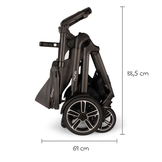 Nuna 2in1 Kombi-Kinderwagen-Set DEMI next bis 22 kg mit Babywanne, Adapter, Regenschutz & Spieltier - Thunder