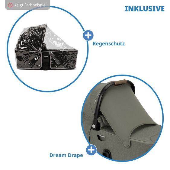 Nuna 2in1 Kombi-Kinderwagen-Set DEMI next bis 22 kg mit Babywanne, Adapter, Regenschutz & Spieltier - Thunder