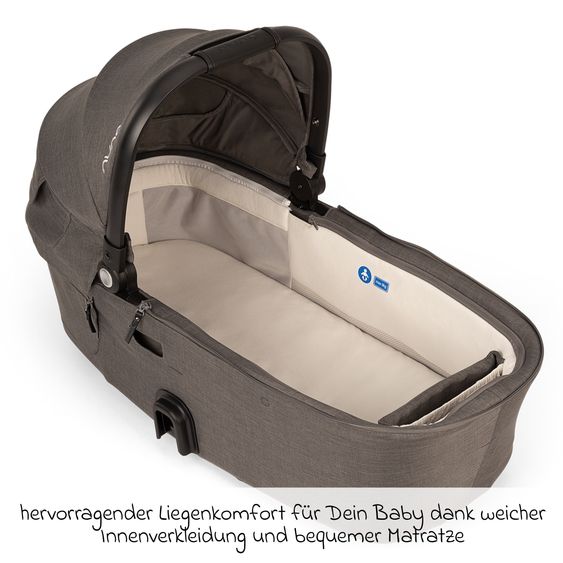 Nuna 2in1 Kombi-Kinderwagen-Set DEMI next bis 22 kg mit Babywanne, Adapter, Regenschutz & Spieltier - Thunder