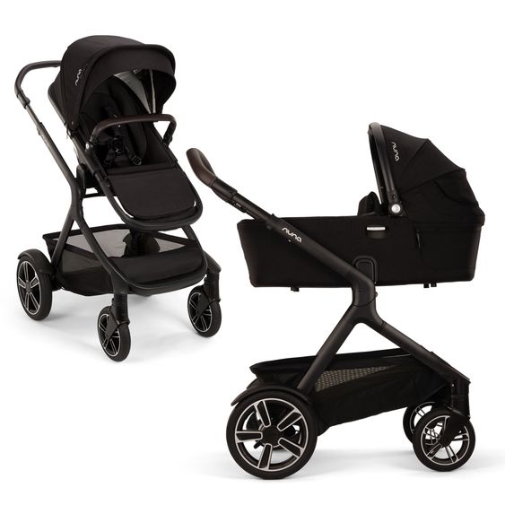 Nuna 2in1 Kombi-Kinderwagen-Set DEMI next bis 22 kg mit Rider Board, Babywanne, Sportsitz, Adapter, Regenschutz & Sichtschutz - Caviar