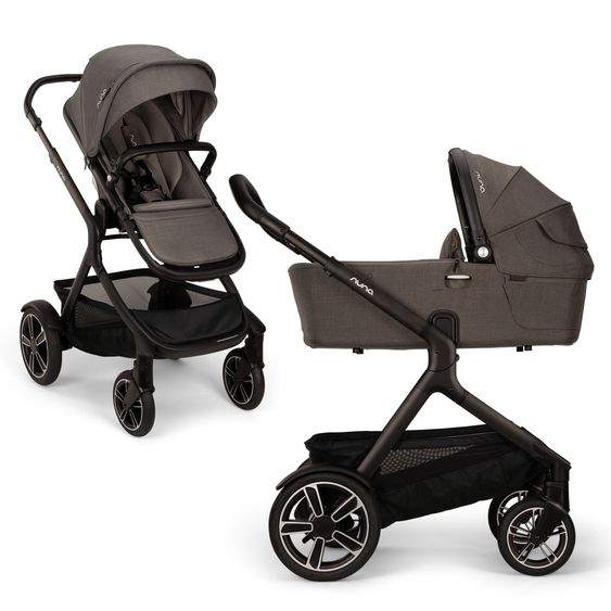 Nuna 2in1 Kombi-Kinderwagen-Set DEMI next bis 22 kg mit Rider Board, Babywanne, Sportsitz, Adapter, Regenschutz & Sichtschutz - Thunder