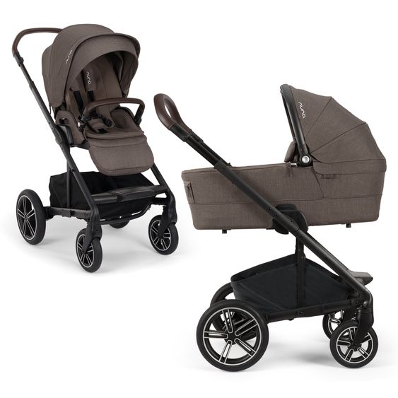 Nuna 2in1 Kombi-Kinderwagen-Set MIXX next bis 22 kg mit Babywanne, Adapter, Kniedecke, Regenschutz & Sichtschutz - Chestnut
