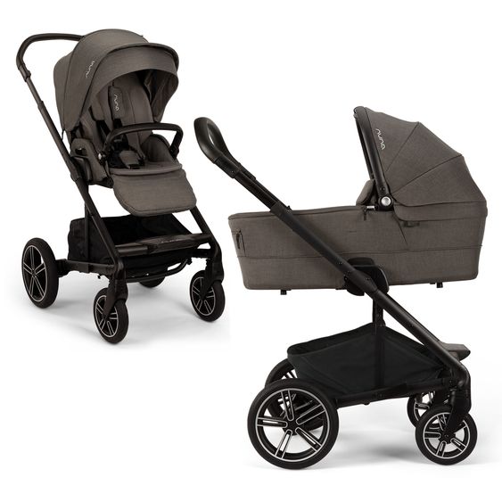 Nuna 2in1 Kombi-Kinderwagen-Set MIXX next bis 22 kg mit Babywanne, Adapter, Kniedecke, Regenschutz & Sichtschutz - Thunder
