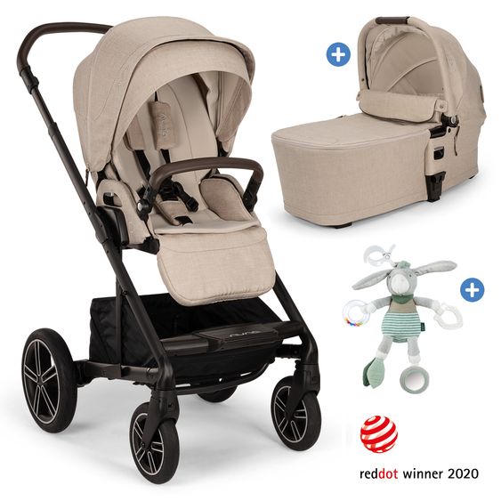 Nuna 2in1 Kombi-Kinderwagen-Set MIXX next bis 22 kg mit Babywanne, Adapter, Kniedecke, Regenschutz & Spieltier - Biscotti