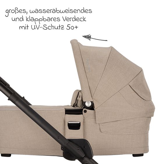 Nuna 2in1 Kombi-Kinderwagen-Set MIXX next bis 22 kg mit Babywanne, Adapter, Kniedecke, Regenschutz & Spieltier - Biscotti