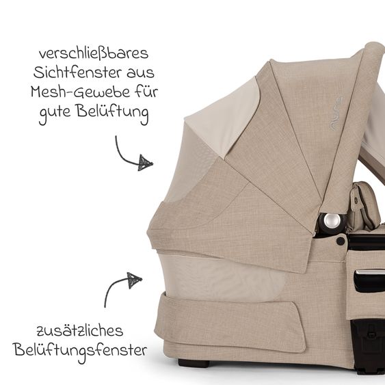 Nuna 2in1 Kombi-Kinderwagen-Set MIXX next bis 22 kg mit Babywanne, Adapter, Kniedecke, Regenschutz & Spieltier - Biscotti