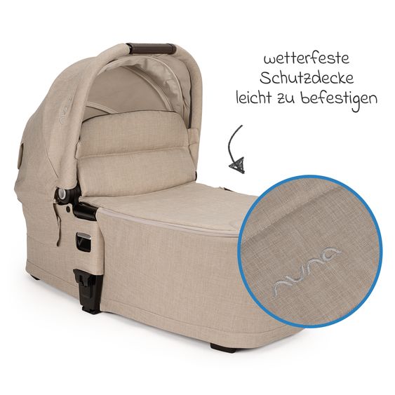 Nuna 2in1 Kombi-Kinderwagen-Set MIXX next bis 22 kg mit Babywanne, Adapter, Kniedecke, Regenschutz & Spieltier - Biscotti