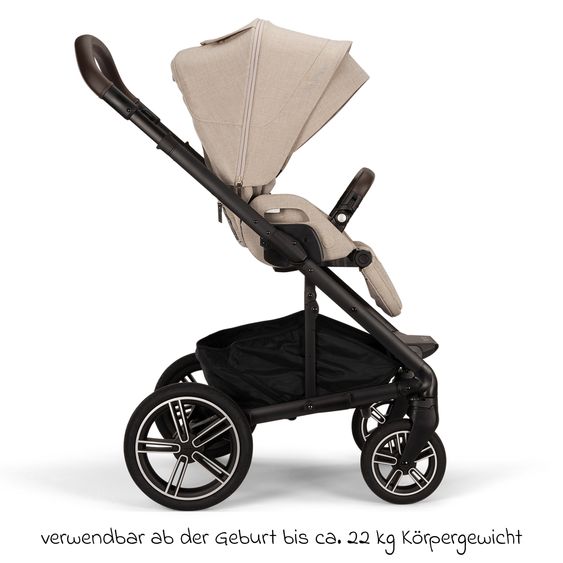 Nuna 2in1 Kombi-Kinderwagen-Set MIXX next bis 22 kg mit Babywanne, Adapter, Kniedecke, Regenschutz & Spieltier - Biscotti