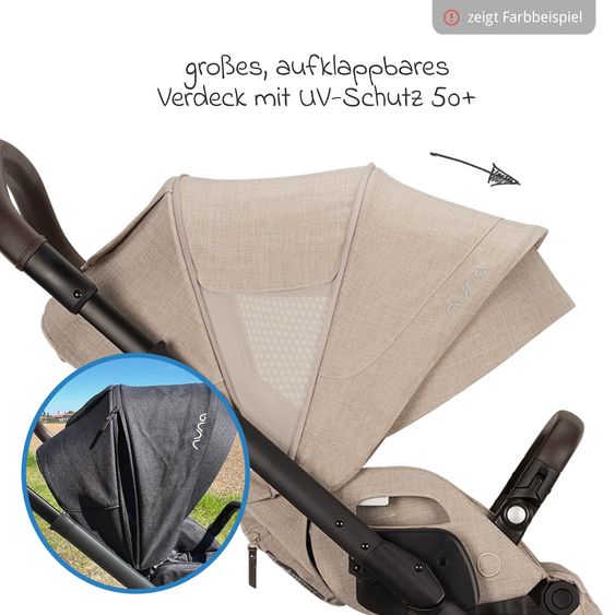 Nuna 2in1 Kombi-Kinderwagen-Set MIXX next bis 22 kg mit Babywanne, Adapter, Kniedecke, Regenschutz & Spieltier - Biscotti