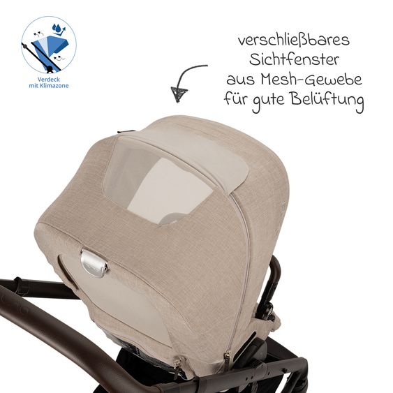 Nuna 2in1 Kombi-Kinderwagen-Set MIXX next bis 22 kg mit Babywanne, Adapter, Kniedecke, Regenschutz & Spieltier - Biscotti