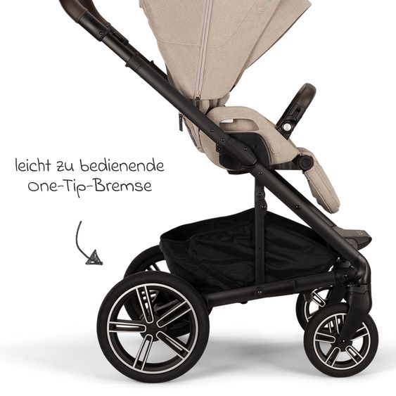 Nuna 2in1 Kombi-Kinderwagen-Set MIXX next bis 22 kg mit Babywanne, Adapter, Kniedecke, Regenschutz & Spieltier - Biscotti