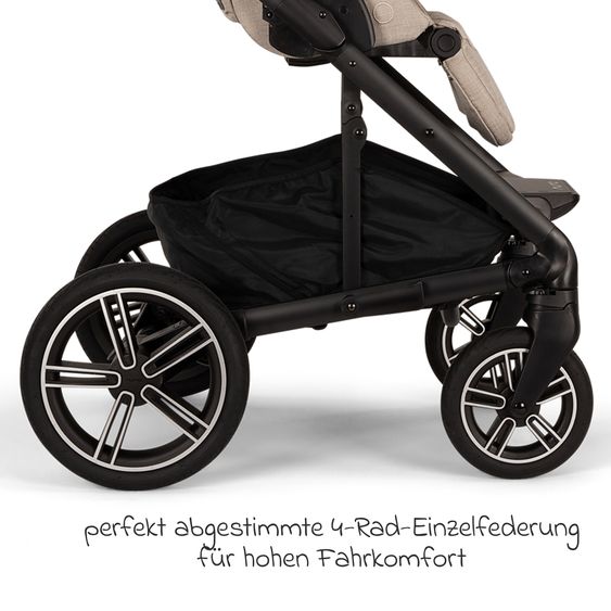 Nuna 2in1 Kombi-Kinderwagen-Set MIXX next bis 22 kg mit Babywanne, Adapter, Kniedecke, Regenschutz & Spieltier - Biscotti