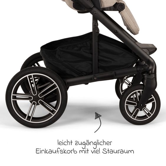 Nuna 2in1 Kombi-Kinderwagen-Set MIXX next bis 22 kg mit Babywanne, Adapter, Kniedecke, Regenschutz & Spieltier - Biscotti