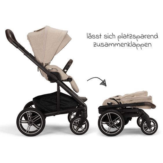Nuna 2in1 Kombi-Kinderwagen-Set MIXX next bis 22 kg mit Babywanne, Adapter, Kniedecke, Regenschutz & Spieltier - Biscotti