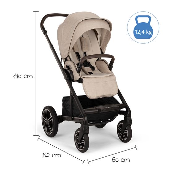 Nuna 2in1 Kombi-Kinderwagen-Set MIXX next bis 22 kg mit Babywanne, Adapter, Kniedecke, Regenschutz & Spieltier - Biscotti