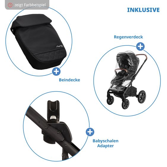 Nuna 2in1 Kombi-Kinderwagen-Set MIXX next bis 22 kg mit Babywanne, Adapter, Kniedecke, Regenschutz & Spieltier - Biscotti