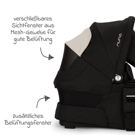 Nuna 2in1 Kombi-Kinderwagen-Set MIXX next bis 22 kg mit Babywanne, Adapter, Kniedecke, Regenschutz & Spieltier - Caviar