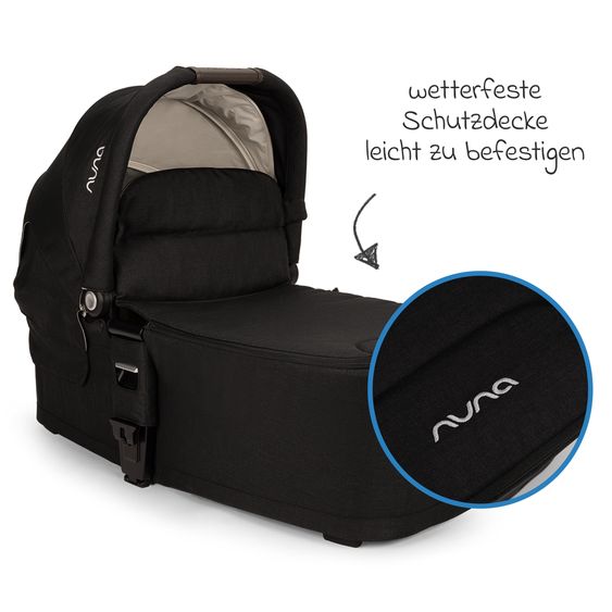 Nuna 2in1 Kombi-Kinderwagen-Set MIXX next bis 22 kg mit Babywanne, Adapter, Kniedecke, Regenschutz & Spieltier - Caviar