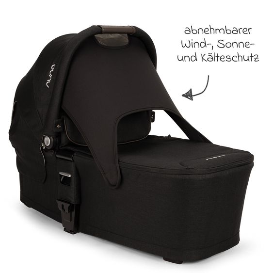 Nuna 2in1 Kombi-Kinderwagen-Set MIXX next bis 22 kg mit Babywanne, Adapter, Kniedecke, Regenschutz & Spieltier - Caviar