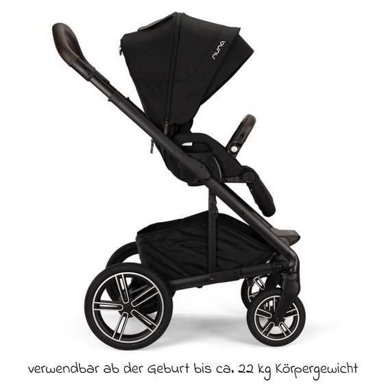 Nuna 2in1 Kombi-Kinderwagen-Set MIXX next bis 22 kg mit Babywanne, Adapter, Kniedecke, Regenschutz & Spieltier - Caviar