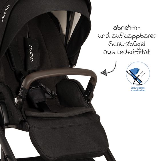 Nuna 2in1 Kombi-Kinderwagen-Set MIXX next bis 22 kg mit Babywanne, Adapter, Kniedecke, Regenschutz & Spieltier - Caviar