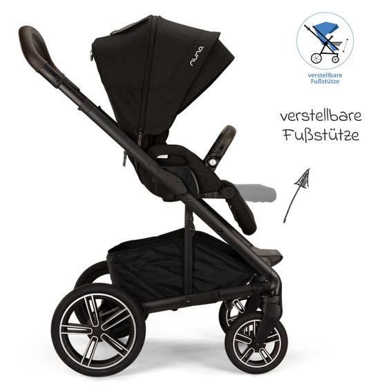 Nuna 2in1 Kombi-Kinderwagen-Set MIXX next bis 22 kg mit Babywanne, Adapter, Kniedecke, Regenschutz & Spieltier - Caviar
