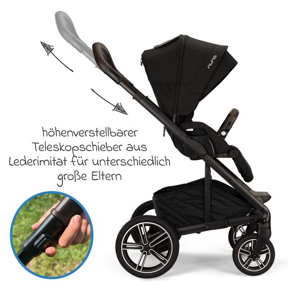 Nuna 2in1 Kombi-Kinderwagen-Set MIXX next bis 22 kg mit Babywanne, Adapter, Kniedecke, Regenschutz & Spieltier - Caviar