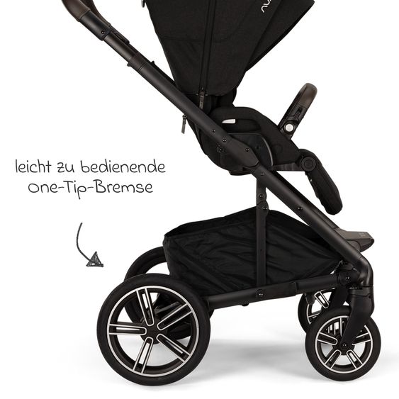 Nuna 2in1 Kombi-Kinderwagen-Set MIXX next bis 22 kg mit Babywanne, Adapter, Kniedecke, Regenschutz & Spieltier - Caviar